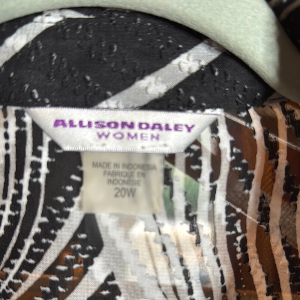 Allison Daley Zebra Print Textured Sheer Button Front Blouse Top 20W - Picture 4 of 9